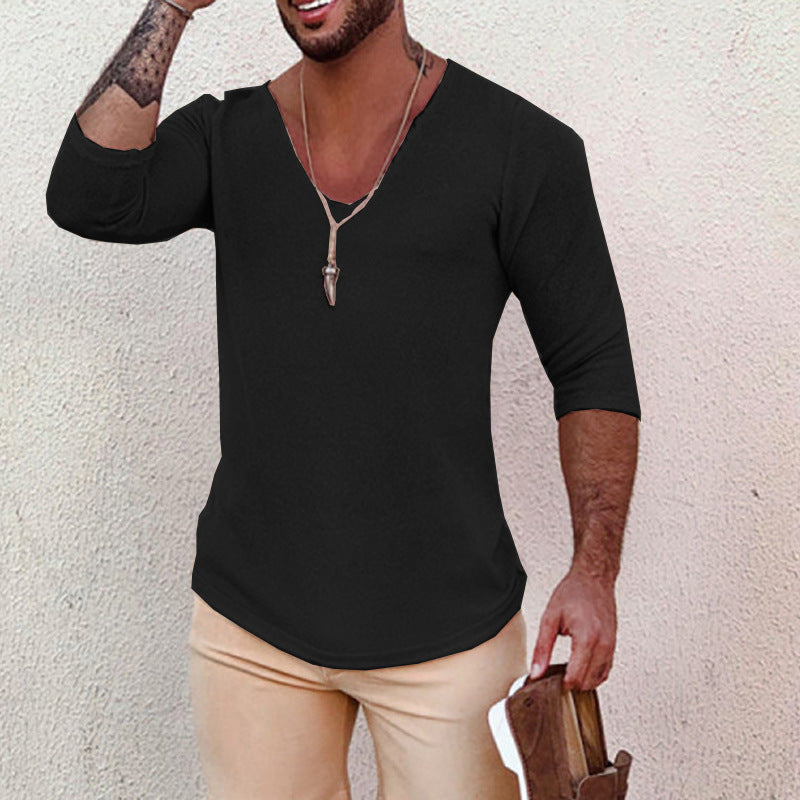 Herren T-Shirt V-Ausschnitt Modernes Strukturdesign