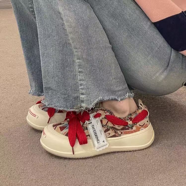 Damen Sneaker Gefranst Schnürsystem
