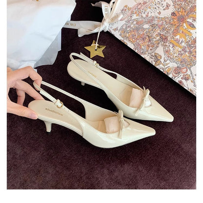 Damen Slingback Pumps Elegant Schleife Hochhackig
