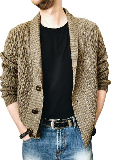 Herren Strickjacke Modern Schalkragen Knöpfe
