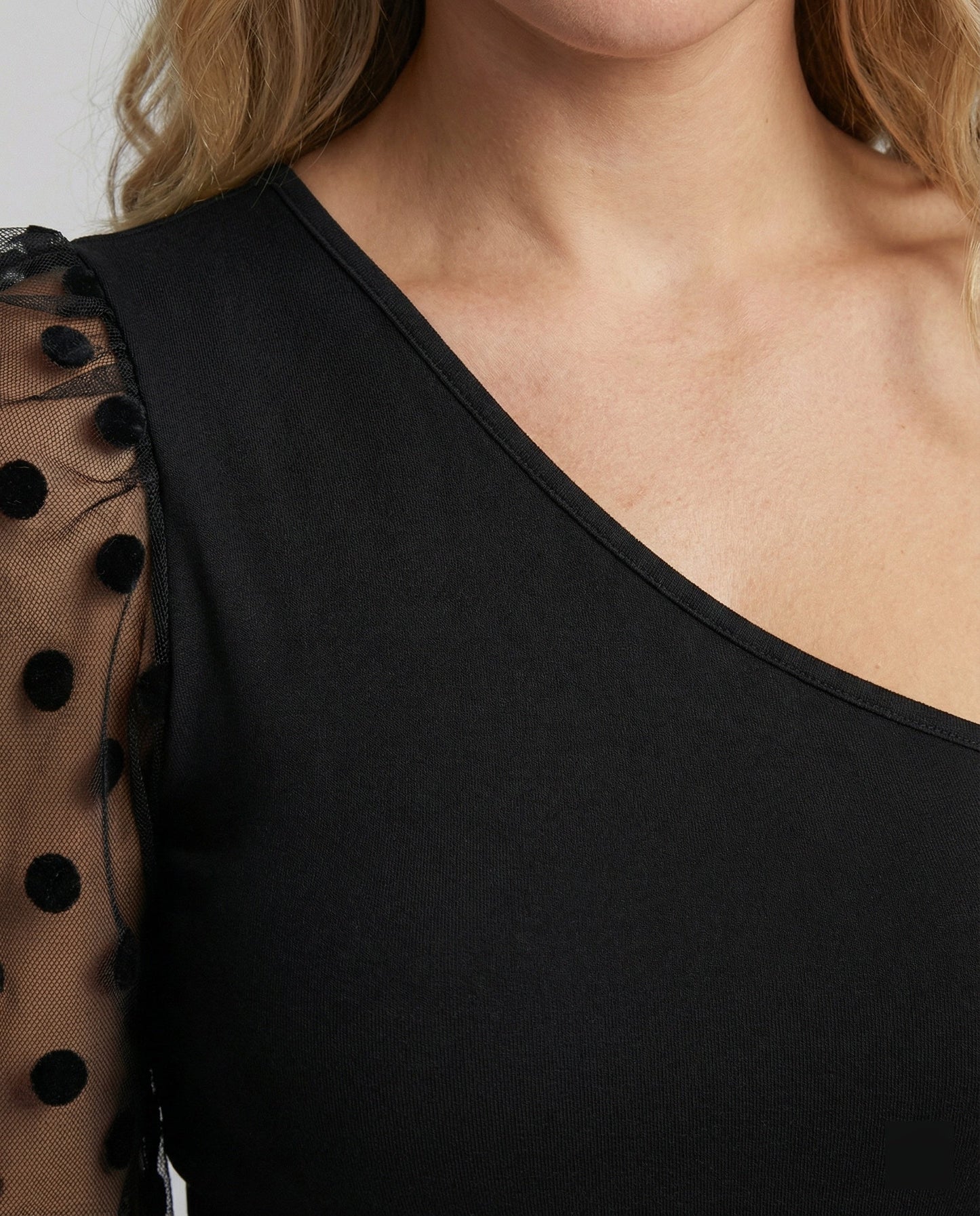 Damen Bodysuit Asymmetrisch Puffärmel Eleganz