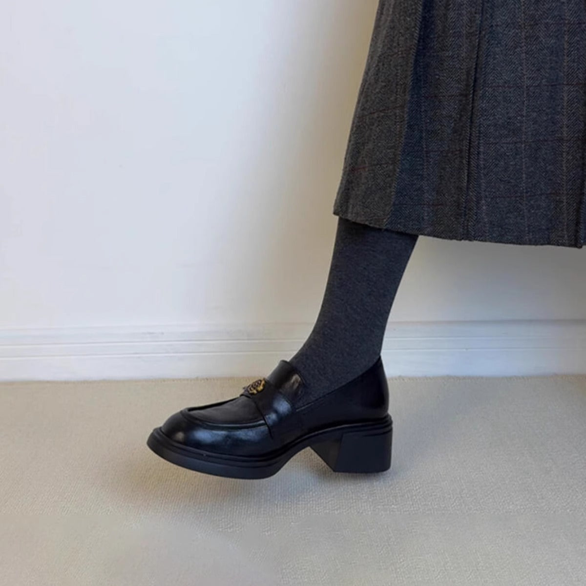 Damen Slipper Eleganter Blockabsatz Riemenverschluss Komfort