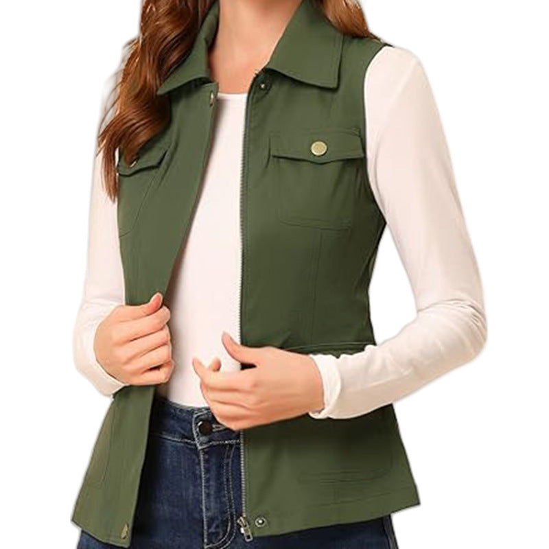 Damen Outdoorweste Funktionsweste Mit Taschen Reißverschluss