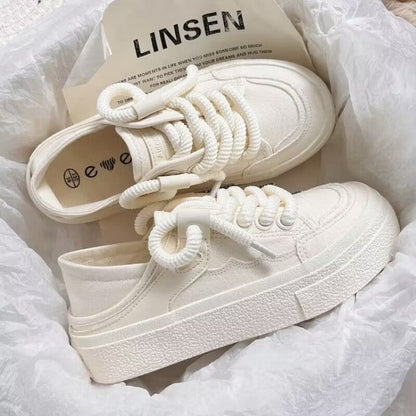 Damen Sneaker Bequem Canvas Dicke Sohle Mode