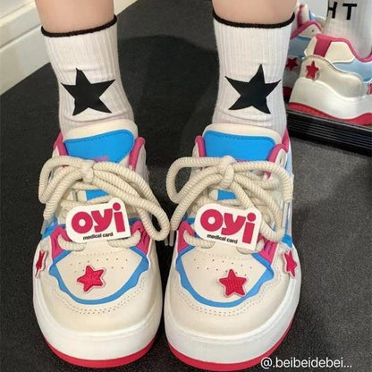 Damen Sneaker Bunt Sternen Applikationen