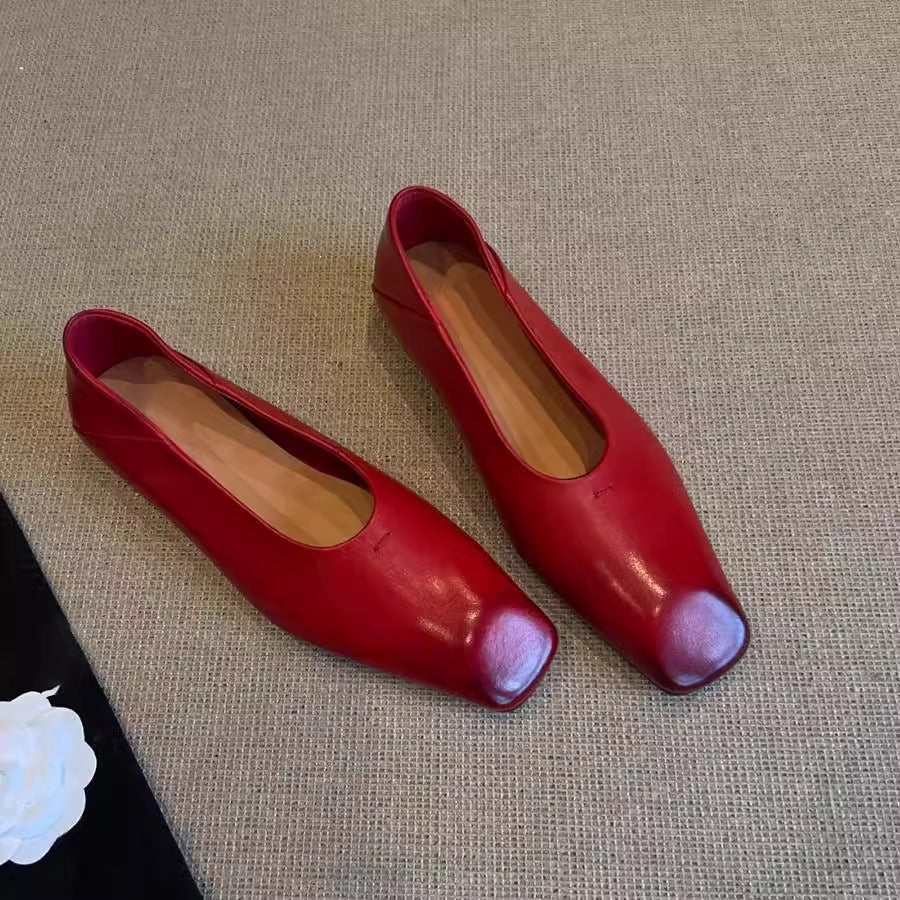 Damen Ballerinas Leder Braun Komfort