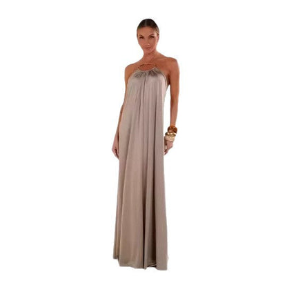 Elegantes Damen Abendkleid Lang Halsband