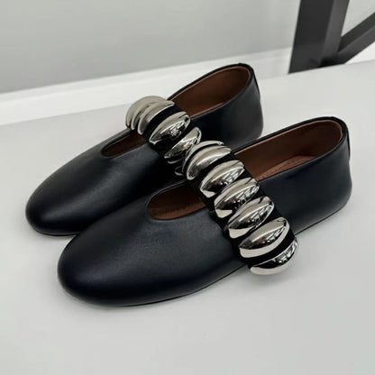 Damen Ballerinas mit Metallriemchen Elegantes Design - Norvielle