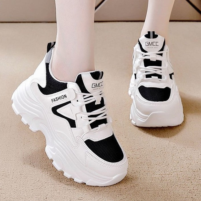 Damen Sneaker Bequem Chunky Mesh Schuhe Schwarz - Norvielle