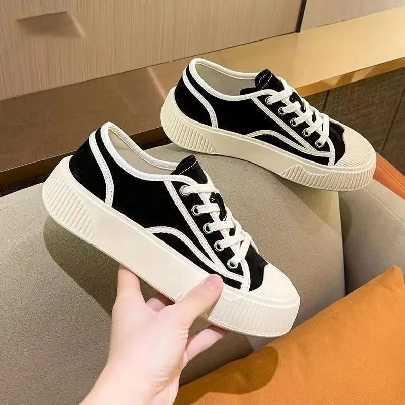 Damen Sneaker aus Wildleder Bequem Schwarz - Norvielle
