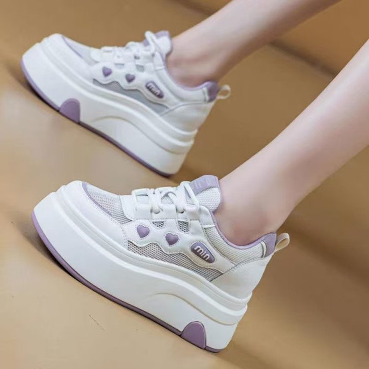 Damen Sneaker Plateau Herzmuster Atmungsaktiv