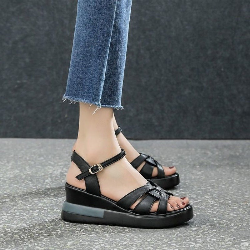Damen Wedgesandalen Geflochtene Riemen Verstellbar Sommer wird