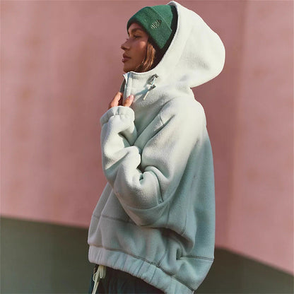 Damen Fleecejacke Oversized Modern Kragen