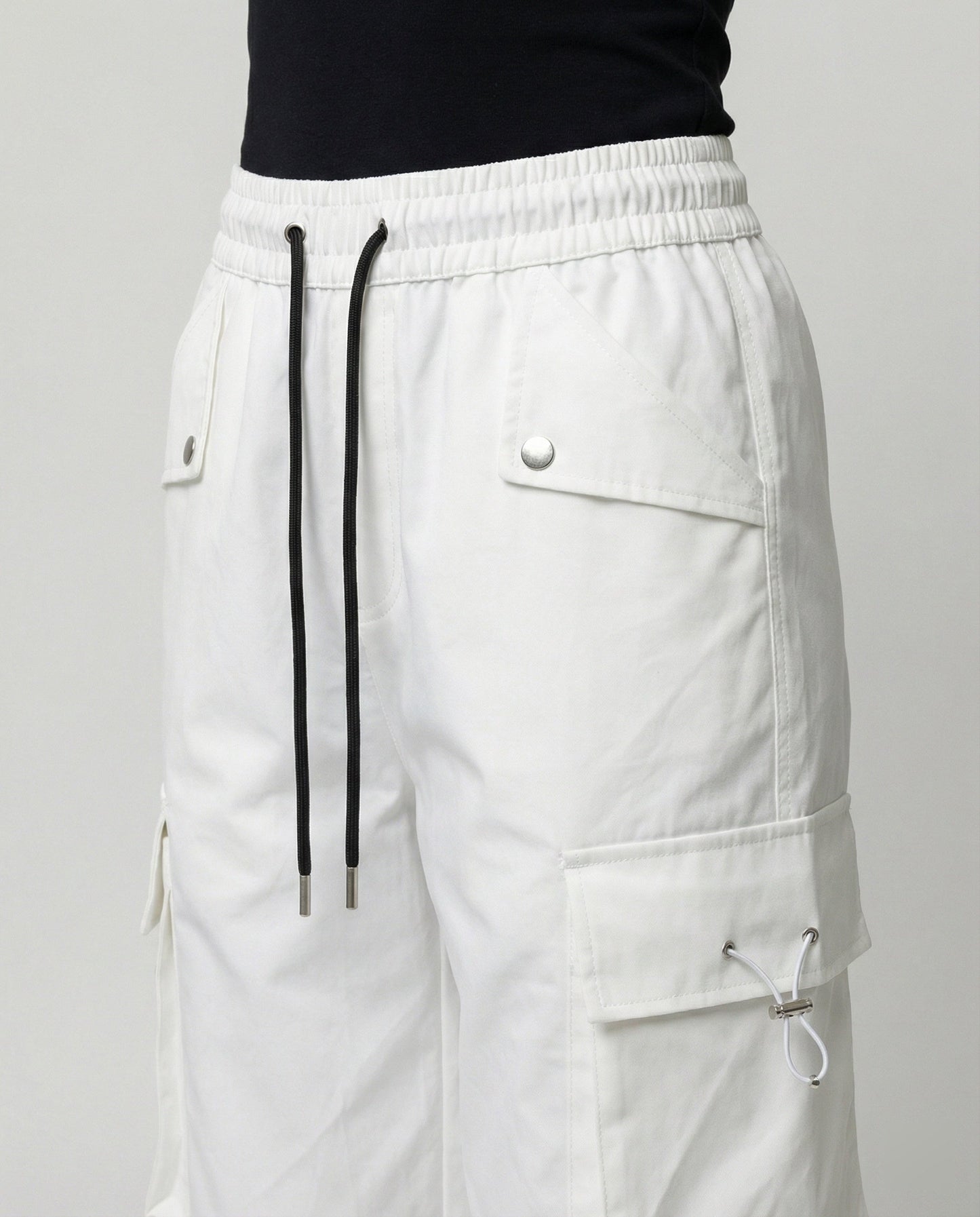 Damen Cargo-Hose Weite Bein Elastischer Bund Große Taschen