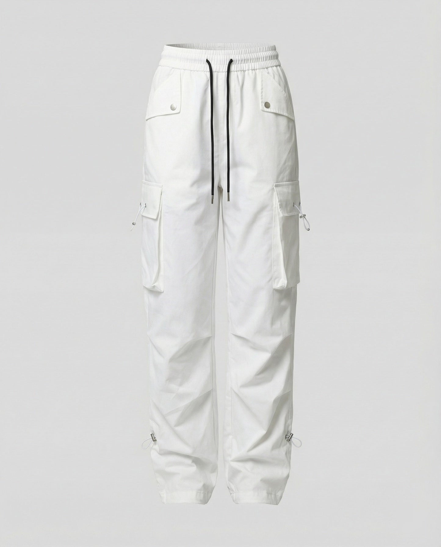 Damen Cargo-Hose Weite Bein Elastischer Bund Große Taschen