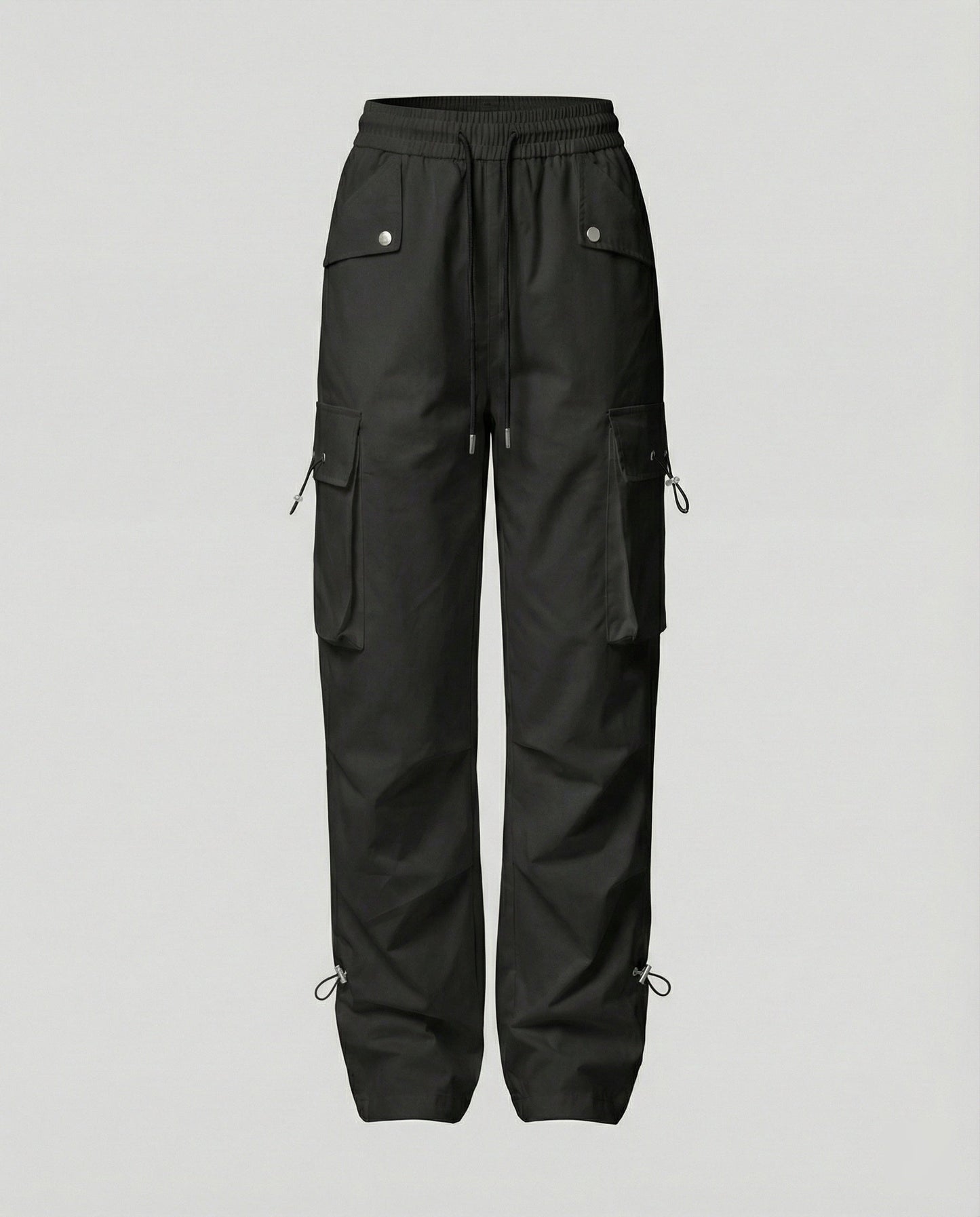 Damen Cargo-Hose Weite Bein Elastischer Bund Große Taschen