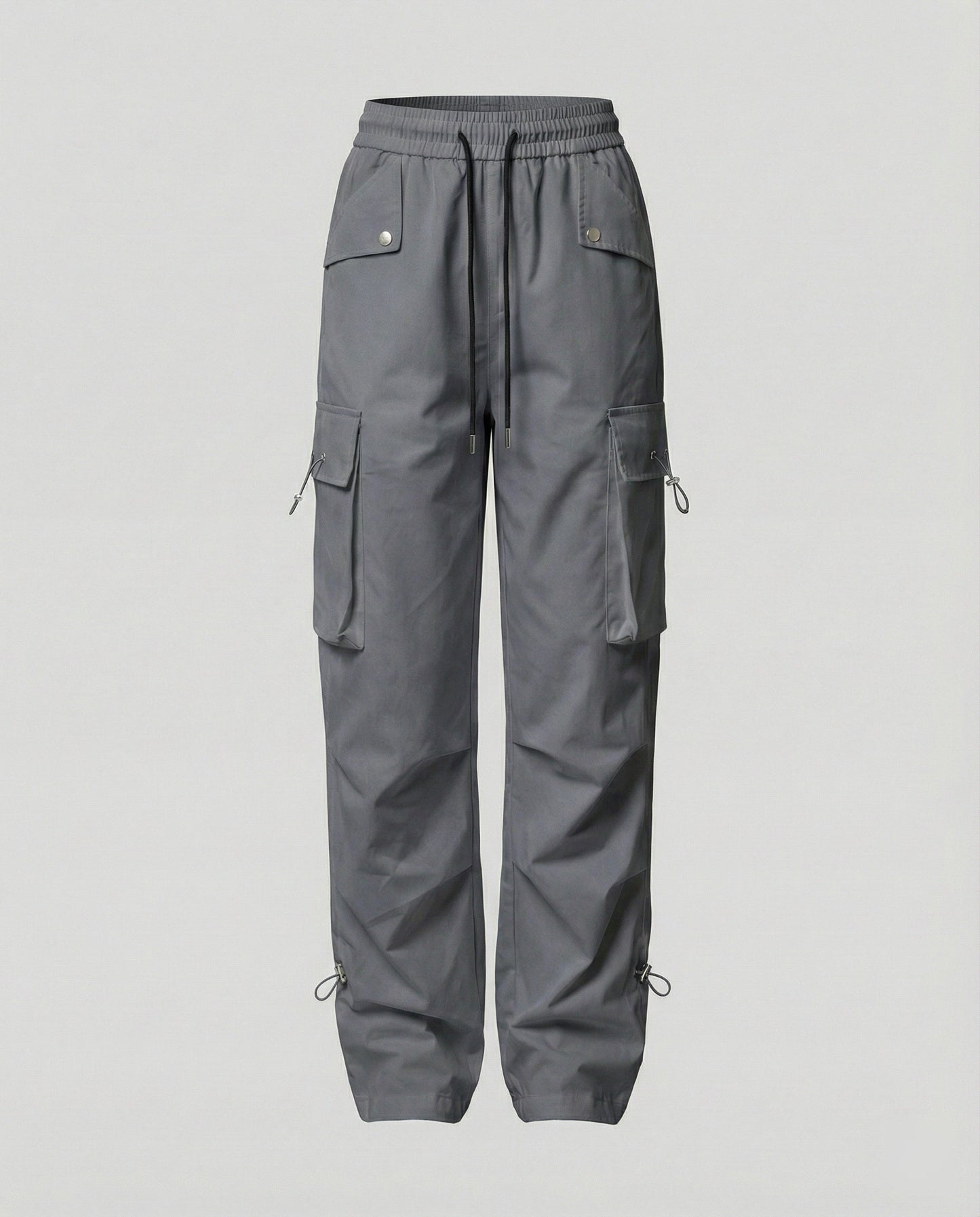 Damen Cargo-Hose Weite Bein Elastischer Bund Große Taschen