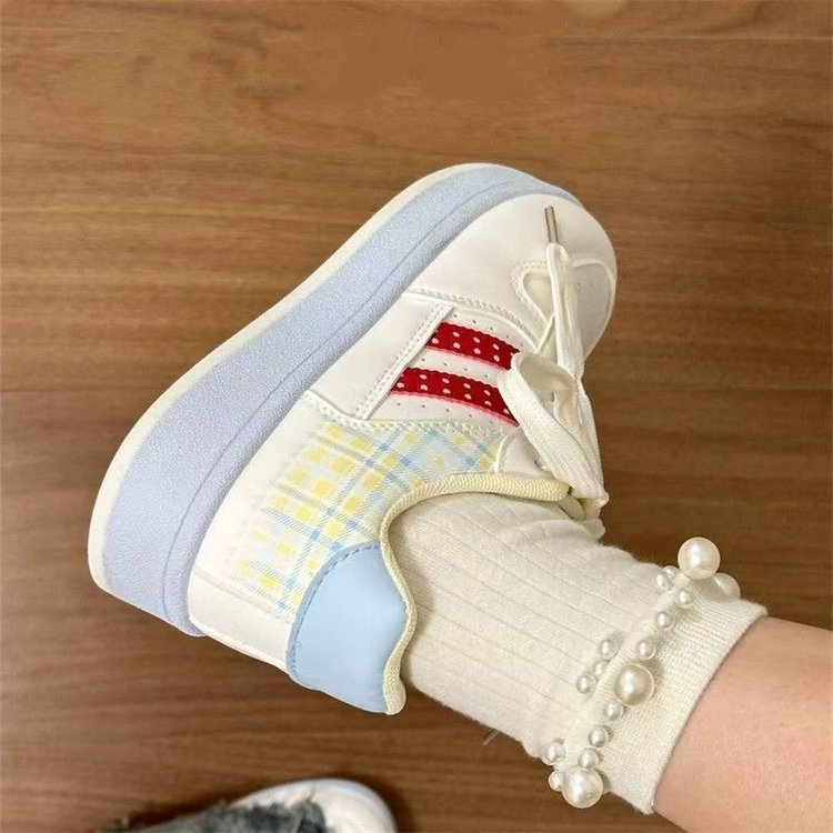 Damen Sneaker Karomuster Komfortsohle