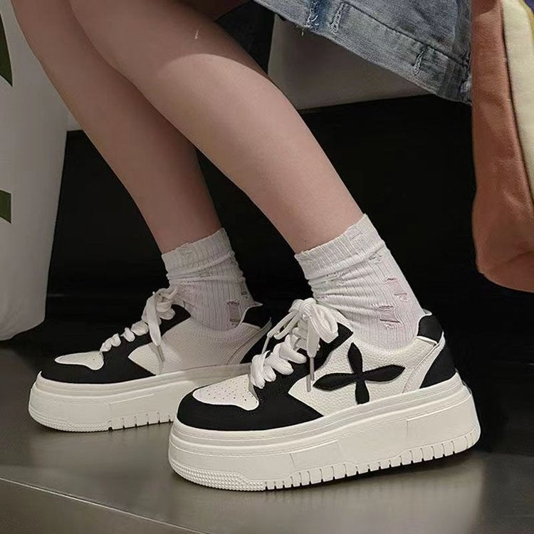 Damen Plateau Sneaker Sportlich Elegantes Leder