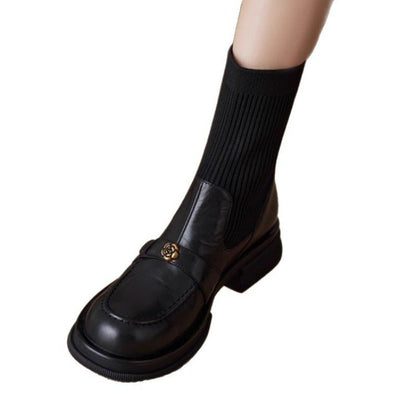 Damen Stiefel Atmungsaktiv Warm Strickdetail