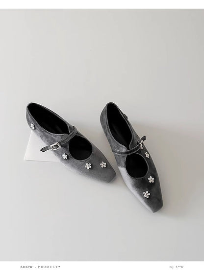 Damen Slingback Ballerinas Schuhe Blumen Applikationen Komfortabsatz