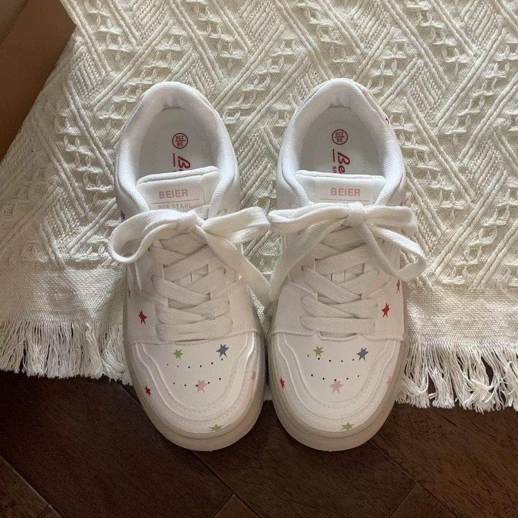 Damen Sneaker Bunt Sternapplikation Bequem