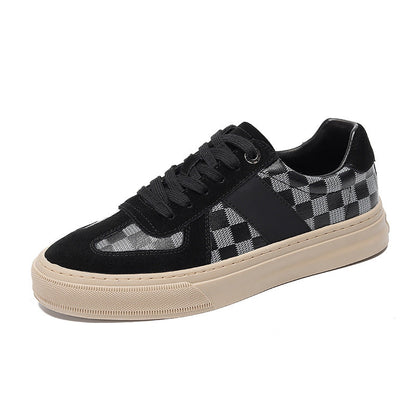 Damen Sneaker Karomuster Rutschfeste Sohle weiß