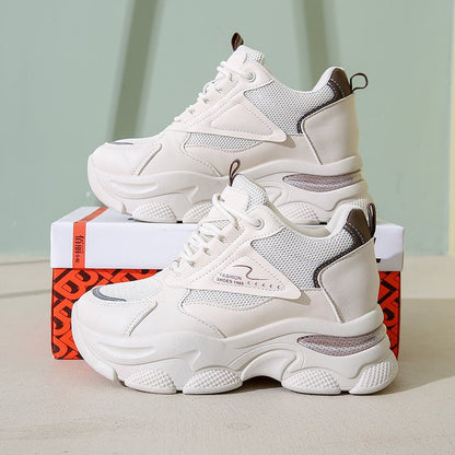 Damen Sneaker Hochwertiges Mesh Atmungsaktiv Dickes Profil