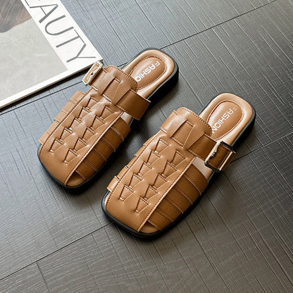 Damen Mules Bequem mit Riemen