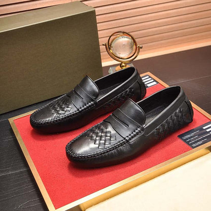 Herren Mokassins Leder Braun Flechtwerk Elegante Schuhe - Norvielle