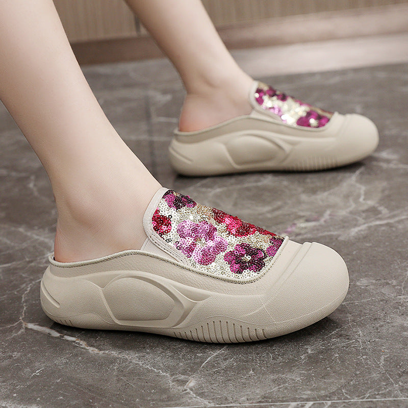 Damen Clogs Schimmer Pailletten Modisch
