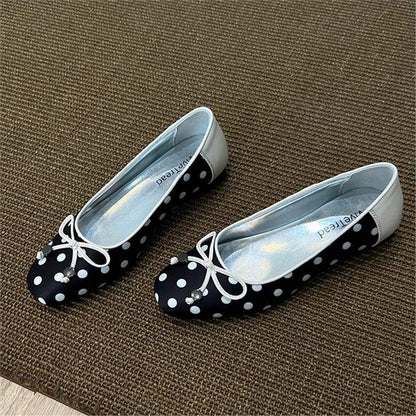 Damen Ballerinas Schleifenverschluss Punktmuster