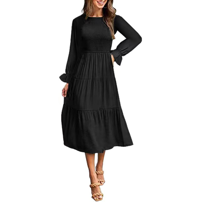 Elegantes Damen Maxikleid mit Rüschen Lang