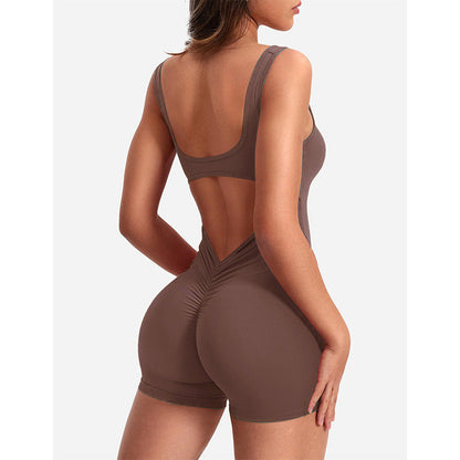 Damen Jumpsuit Sportlich Figurformend Rückenausschnitt