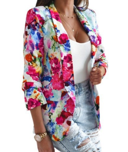 Damen Blazer Elegant Blume Modern