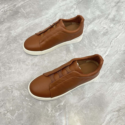 Damen Sneaker Slip-On Leder Rutschfest