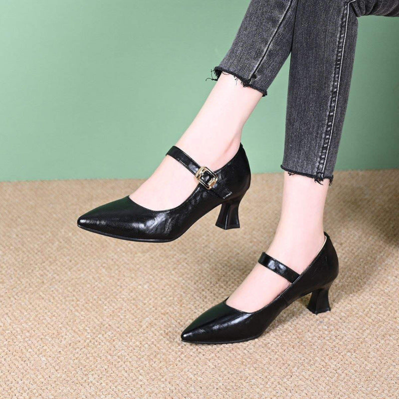 Damen Pumps Mary Jane Schuhe Schnalle