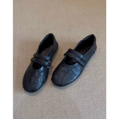 Damen Ballerinas Bequem Doppelriemen Ergonomisch
