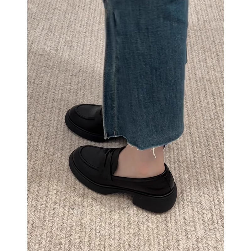 Damen Loafers Komfortabel Leder Braun
