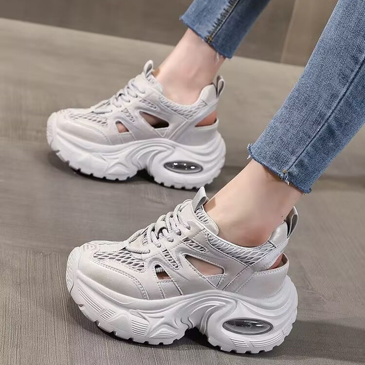 Damen Sneaker Chunky Atmungsaktives Material Weiß - Norvielle