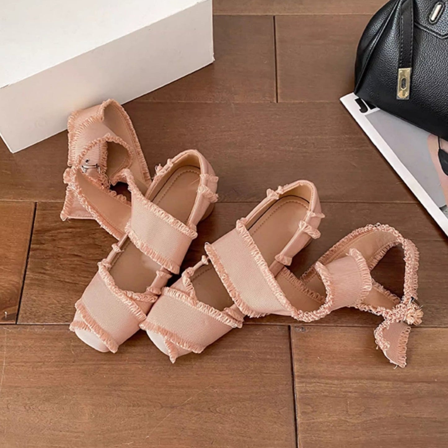 Damen Sandalen Mit Riemen Atmungsaktives Material Modern Schwarz - Norvielle