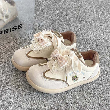 Damen Sneaker Bequem Rüschen Dekor