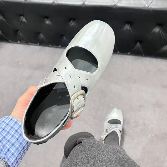 Damen Ballerinas Komfortschuhe Riemenverschluss Bequem - Norvielle