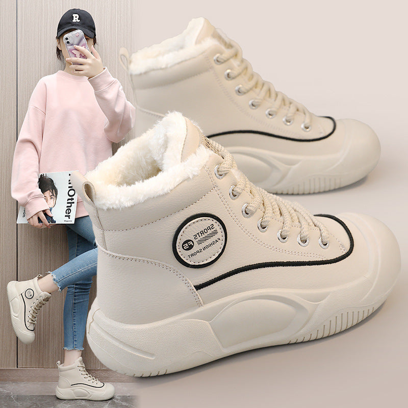 Damen Winter Sneaker Warm Isoliert Fleece Innenleben Schwarz - Norvielle