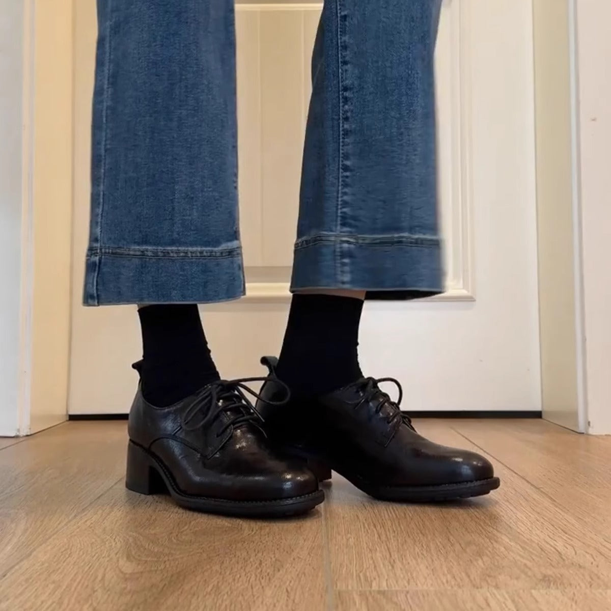 Damen Hochhackige Schnürschuhe Elegant Strukturiertes Obermaterial
