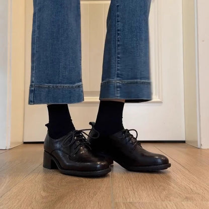 Damen Hochhackige Schnürschuhe Elegant Strukturiertes Obermaterial