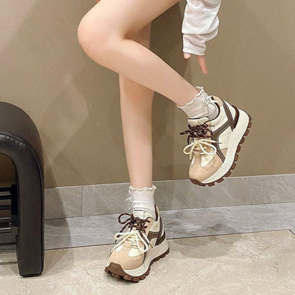 Damen Hochplateau Sneaker Sportlich Trendy