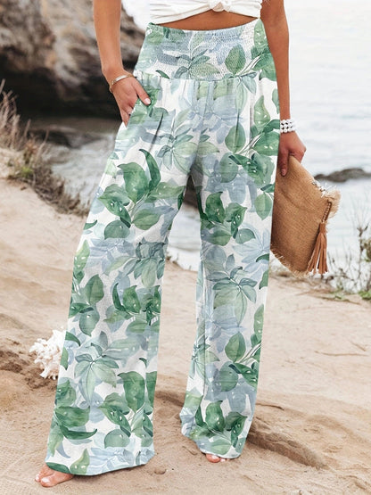 Damen Strandhose Bequem Elastisch Floral