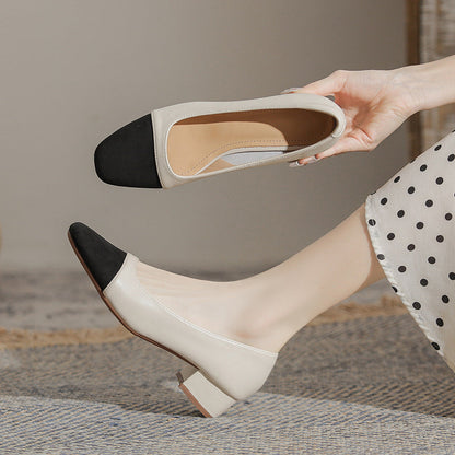 Damen Ballerinas Komfortabel Elegant 3cm Blockabsatz