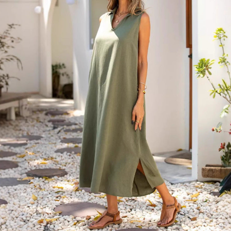 Damen Langkleid Klassisch Sommer Mit Schlitzen - Norvielle